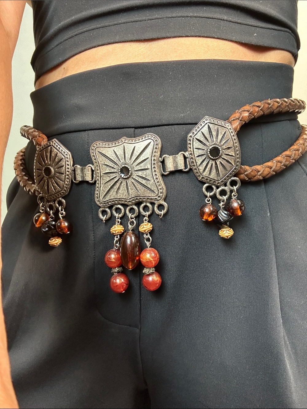 23. Vintage Boho Braided Beaded Belt